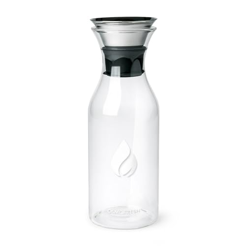 OsmoFresh Premium Glas Karaffe für Auftisch Osmoseanlage Quella Pro | bis zu 0,9 L | mit Deckel aus Edelstahl
