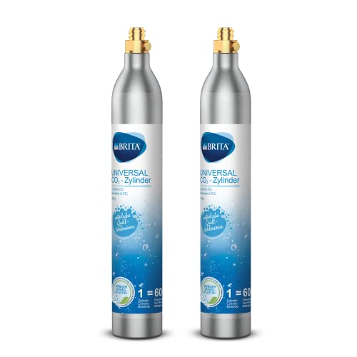 BRITA CO2-Zylinder 2-er Pack für Wassersprudler (bis zu 60l gesprudeltes Wasser pro Füllung)