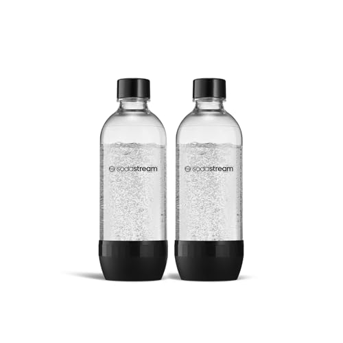 SodaStream DuoPack Tritan 1L Ersatzflaschen für alle gängigen Sodastream Wassersprudler mit Kunststoff-Flaschen mit Schraubgewinde, 2x 1 L PET-Flasche, Schwarz