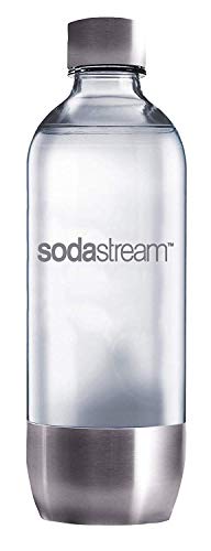 SodaStream Edelstahl PET-Flasche, Ersatzflasche für SodaStream Wassersprudler mit Einklick-Mechanismus, 1L