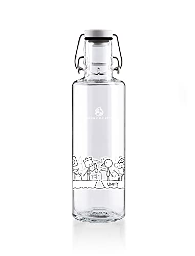 Soulbottles Trinkflasche Unity aus Glas mit Bügelverschluss und einem Volumen von 0,6L, SB2G06-111, Bunt
