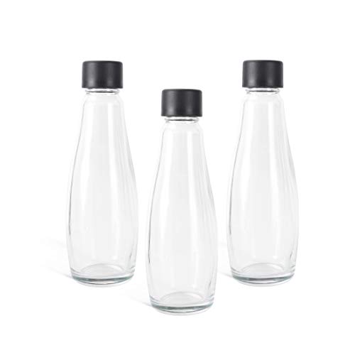 LEVIVO Glasflaschen für den LEVIVO Wassersprudler WATER & JUICE, als Ersatz oder Ergänzung, 0,6 l Volumen, als Glaskaraffe nutzbar, umweltfreundlicher und langlebiger als PET-Flaschen, 3 Flasche