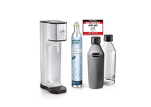 Sodapop JOY PRESTIGE - Trinkwassersprudler inklusive zwei Glaskaraffen mit Bottle-Shirt und CO2-Zylinder, silver*
