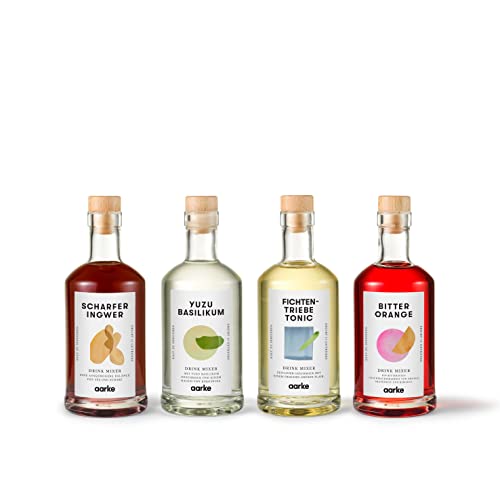 Aarke Drink Mixers, 4er Pack: Bitter Orange, Scharfer Ingwer, Fichtentriebe Tonic & Yuzu Basilikum (4x350ml)