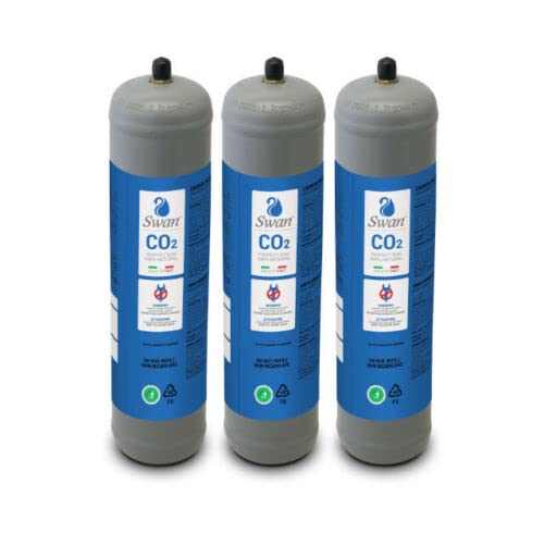 Bellerofonte Co2 Einweg Zylinder Vorratsflasche mit 600 gr Füllung E290 Kohlesäure Gewinde M11x1 für Wassersprudler, Kühlaggregate und Trinkwasserspender, 3 Stücke