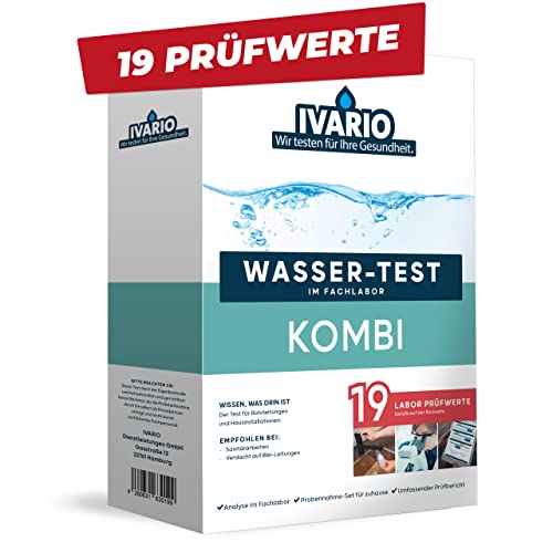 IVARIO Dienstleistungen GmbH 3-in-1 Laboratory Water Testing Kit for Drinking Water and Tap Water, Express Laboratory Analysis, Tests for 14 Contaminants/24-hour Dispatch/Free Expert Advice/Take Sampl