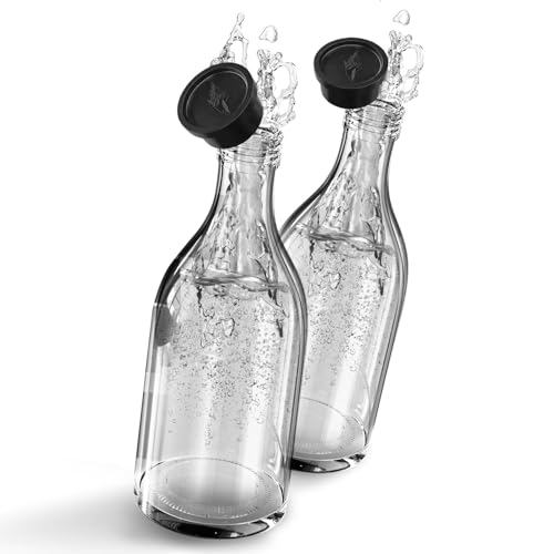MATE OF STEEL®️ Premium Glasflasche für Sodastream Crystal 2.0-0.8 L Flasche- Ersatz Flaschen aus Glas Spülmaschinenfest für Soda Streaming Wassersprudler (2)*