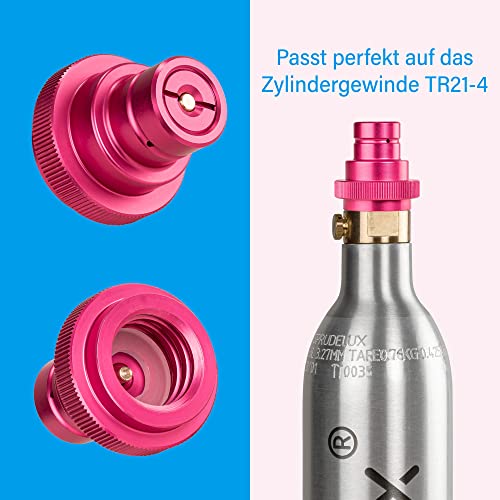 SPRUDELUX® | CO2 Quick-Adapter für Wassersprudler Duo Quick Connect QC, Art und Terra | Anschluss von herkömmlichen 425g Zylindern 60L Trapezgewinde TR21-4 an Sprudler mit neuen Quick Connect System