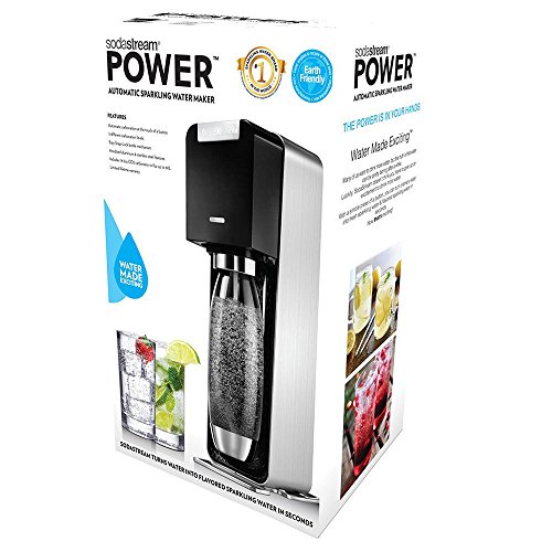 SodaStream POWER Elektronischer Wassersprudler, macht vollautomatisch aus Leitungswasser Sprudelwasser - ohne schleppen! mit 1 Zylinder und 1L PET Flasche (BPA frei); Farbe: schwarz