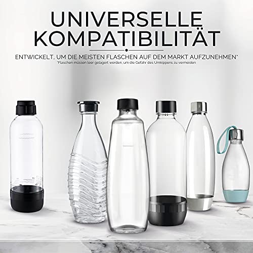 DOMHUS® Premium Abtropfhalter für SodaStream Flaschenhalter aus Edelsthal mit Abtropfmatte | Kompatibel mit Soda Stream Glasflaschen Crystal, Easy, Fuse, Emil | Universal, für Sprudelwasser Maschinen