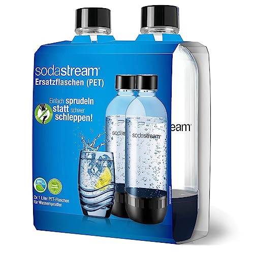 SodaStream DuoPack Tritan 1L Ersatzflaschen für alle gängigen Sodastream Wassersprudler mit Kunststoff-Flaschen mit Schraubgewinde, 2x 1 L PET-Flasche, Grau